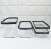Kit cozinha 4 potes herméticos 4000ml, 2500ml e 1100ml Helsim