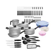 Kit cozinha 47 peças tramontina antiaderente starflon cinza
