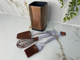 Kit Cozinha 4pçs com Porta Utensílios e Utensílios Chocolate - Brinox