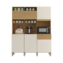 Kit Cozinha 5 Portas Valdemóveis Canastra Cinamomo Off White com Balcão e Aéreo Compacto Kit Cozinha 5 Portas Valdemóveis Canastra Cinamomo Off White com Balcão e Aéreo Compacto