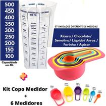 Kit Cozinha 6 Medidores Xícara Colher + 1 Copo Dosador 500ml - Uny Home
