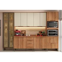Kit Cozinha 6 Peças 240cm em MDF Princess Freijo e Areia Kit Cozinha 6 Peças 240cm em MDF Princess Freijo e Areia