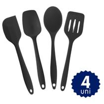 Kit Cozinha 6 Peças Silicone Colher Concha Espátula Resistente Calor