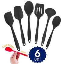 Kit Cozinha 6 Peças Silicone Colher Concha Espátula Resistente Calor