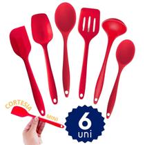 Kit Cozinha 6 Peças Silicone Colher Concha Espátula Resistente Calor