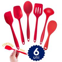Kit Cozinha 6 Peças Silicone Colher Concha Espátula Resistente Calor