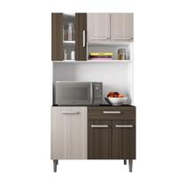 Kit Cozinha 6 Portas 1 Gaveta Maite Branco/Rovere/Amêndoa - FdECOR