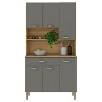Kit Cozinha 6 Portas Apolo Freijó Gris - Kits Paraná