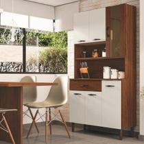 Kit Cozinha 6 portas e gaveta Golden Nogueira / Off White / Ripado Kit Cozinha 6 portas e gaveta Golden Nogueira / Off White / Ripado