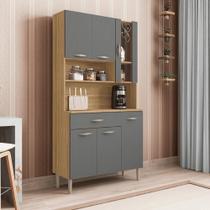 Kit Cozinha 6 Portas E Gaveta Savona Freijó / Gris