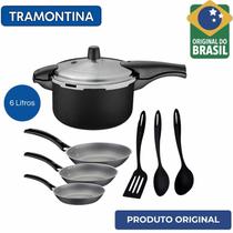 Kit Cozinha 7 Pçs Tramontina Panela de Pressão 6 L Frigideira 3 Pçs Jogo de Utensílios