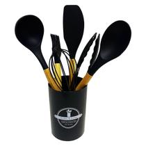 Kit Cozinha 7 Peças De Silicone Com Cabo De Madeira - Lehaví