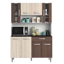 Kit Cozinha 8 Portas 1 Gaveta Gabi Branco/Rovere/Amêndoa - Poliman