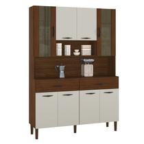 Kit Cozinha 8P 2G 122 cm Golden Nogueira Off White Cp Ripado KTP