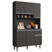 Kit Cozinha Alessia 105cm 6 Portas 1 Gaveta Cinza
