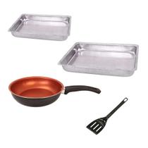 Kit Cozinha Alumínio - 1 Forma Retangular N1 - 1 Forma Retangular N2 + Frigideira 20cm Antiaderente