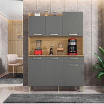 Kit Cozinha Ambiente Gênova 6 Portas Freijó Gris - Kits Paraná