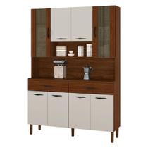 Kit Cozinha Ambiente Golden 8 Portas Nogueira Off White Ripado - Kits Paraná