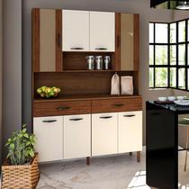 Kit Cozinha Ambiente Golden 8 Portas Nogueira Off White Ripado - Kits Paraná Kit Cozinha Ambiente Golden 8 Portas Nogueira Off White Ripado - Kits Paraná