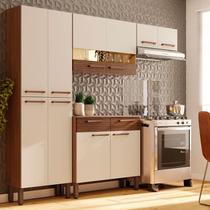 Kit Cozinha Ambiente Nala 4 Peças Nogueira Off White Ripado - Kits Paraná Kit Cozinha Ambiente Nala 4 Peças Nogueira Off White Ripado - Kits Paraná