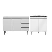 kit Cozinha Andreia Pia 100 cm e Balcão Cooktop Branco - AJL Móveis