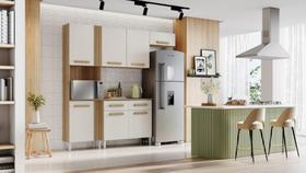 Kit Cozinha Armário e Balcão Juma 7 Portas e 2 Gavetas Off White - Aramóveis