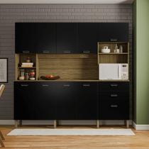 Kit Cozinha Armários e Portas Intense Freijó Nero Kit Cozinha Armários e Portas Intense Freijó Nero