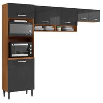 Kit Cozinha Atenas 2012180 6 Portas MDF MDP 249.7CM Cinamomo e Grafite Aramóveis