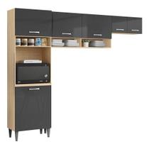 Kit Cozinha Aurora 2012184 Avena Grafite - Aramóveis