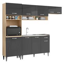 Kit Cozinha Aurora com Balcão de Pia Atenas Avena Grafite - Aramóveis