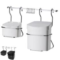 Kit Cozinha Barra 45cm De Parede Cromada com 6 Ganchos + Lixeira 2,5L + Saleiro - Future