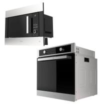 Kit Cozinha Black Inox Micro-ondas 23L E Forno De Embutir 74L 220V