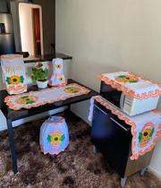 Kit Cozinha Bordado Muito lindo 6 peças material excelente girassol