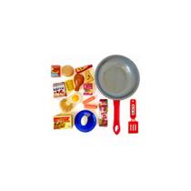 Kit cozinha brincar frigideira c/ comidinhas infantil 18pcs