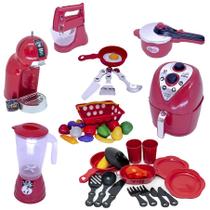 Kit Cozinha Brinquedo Batedeira Air Fryer Vermelho 35pç Kit Cozinha Brinquedo Batedeira Air Fryer Vermelho 35pç
