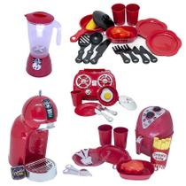 Kit Cozinha Brinquedo Cafeteira Panela Air Fryer Mercado 33p