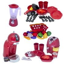 Kit Cozinha Brinquedo Cafeteira Panela Air Fryer Mercado 40p