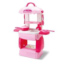 Kit Cozinha Brinquedo Completa Infantil Maletinha Rosa