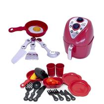 Kit Cozinha Brinquedo Pequeno Chef Vermelho Air Fryer 18Pç