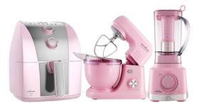 Kit Cozinha Britânia Bkt87 Linha Rosa 3 Peças - 110v/127v - Rosa