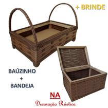 kit cozinha caixa organizadora + bandeja cesta de café da manhã marrom