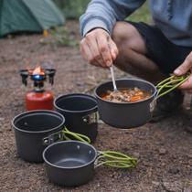 Kit Cozinha Camping Alumínio Anodizado Portátil 4 Peças Leve Trilha Pesca Praia Compacto