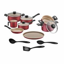 Kit Cozinha Caribe Alumínio Antiaderente Vermelha 10 Peças Com Utensílios - Tramontina