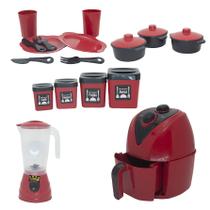 Kit Cozinha Chefe Vermelho Air Fryer Panela Pote 17pç