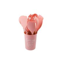 Kit Cozinha Colheres Silicone Para Panela Antiaderente 12Pcs vinho e rosa Kit Cozinha Colheres Silicone Para Panela Antiaderente 12Pcs vinho e rosa