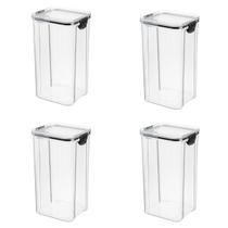 Kit Cozinha Com 4 Potes Herméticos Mantimentos Organizador Cor Transparente Kit Cozinha Com 4 Potes Herméticos Mantimentos Organizador Cor Transparente