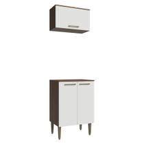 Kit Cozinha com Armário Aéreo e Balcão 60 cm Rustic/Branco Lille Madesa Kit Cozinha com Armário Aéreo e Balcão 60 cm Rustic/Branco Lille Madesa