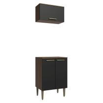 Kit Cozinha com Armário Aéreo e Balcão 60 cm Rustic/Preto Lille Madesa Kit Cozinha com Armário Aéreo e Balcão 60 cm Rustic/Preto Lille Madesa