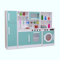 Kit Cozinha com Geladeira e Máquina de Lavar Menta Infantil