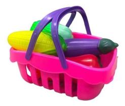 Kit Cozinha Comidinhas com Cestinha Hortifruti Legumes Brinquedo Infantil